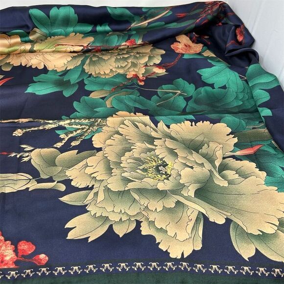 Floral Faux Silk Polyester Scarf Multicolor Floral Spring Shawl Wrap Scarf - Picture 16 of 16